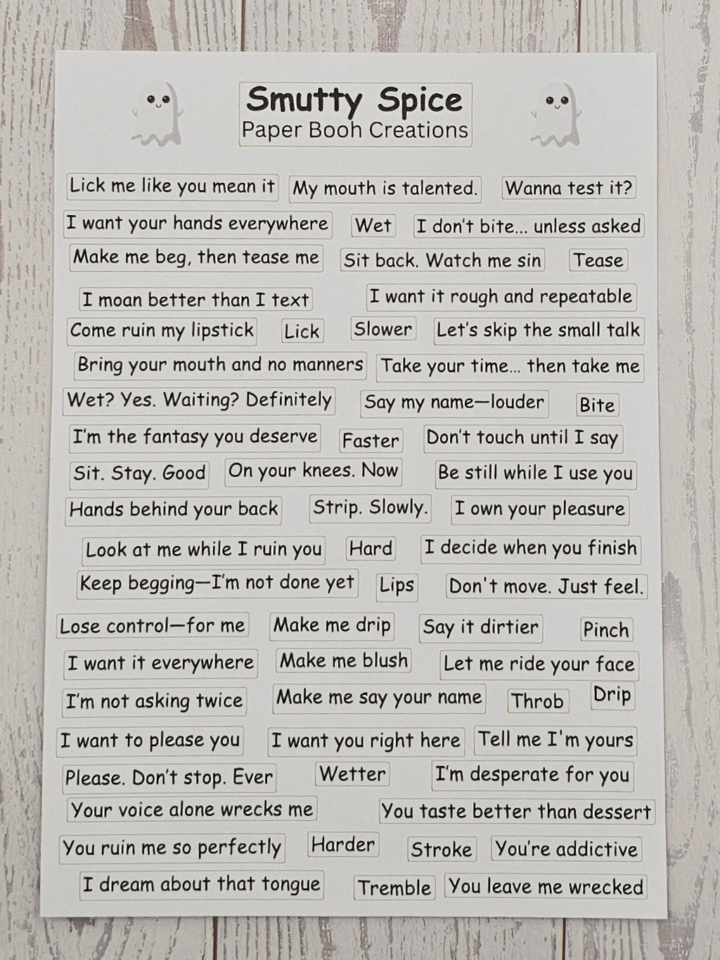 Smutty Spice Quote Sticker Sheet