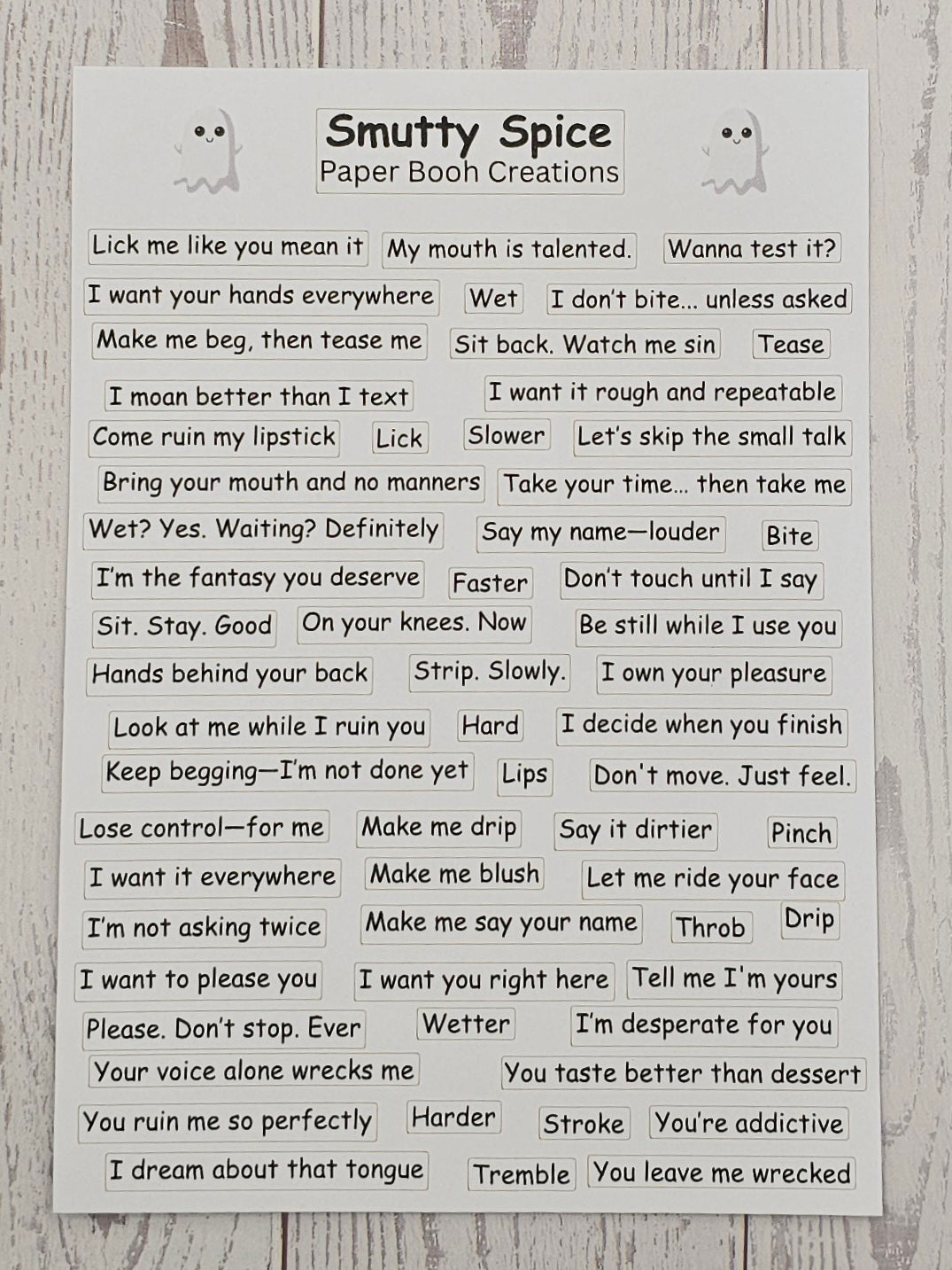 Smutty Spice Quote Sticker Sheet