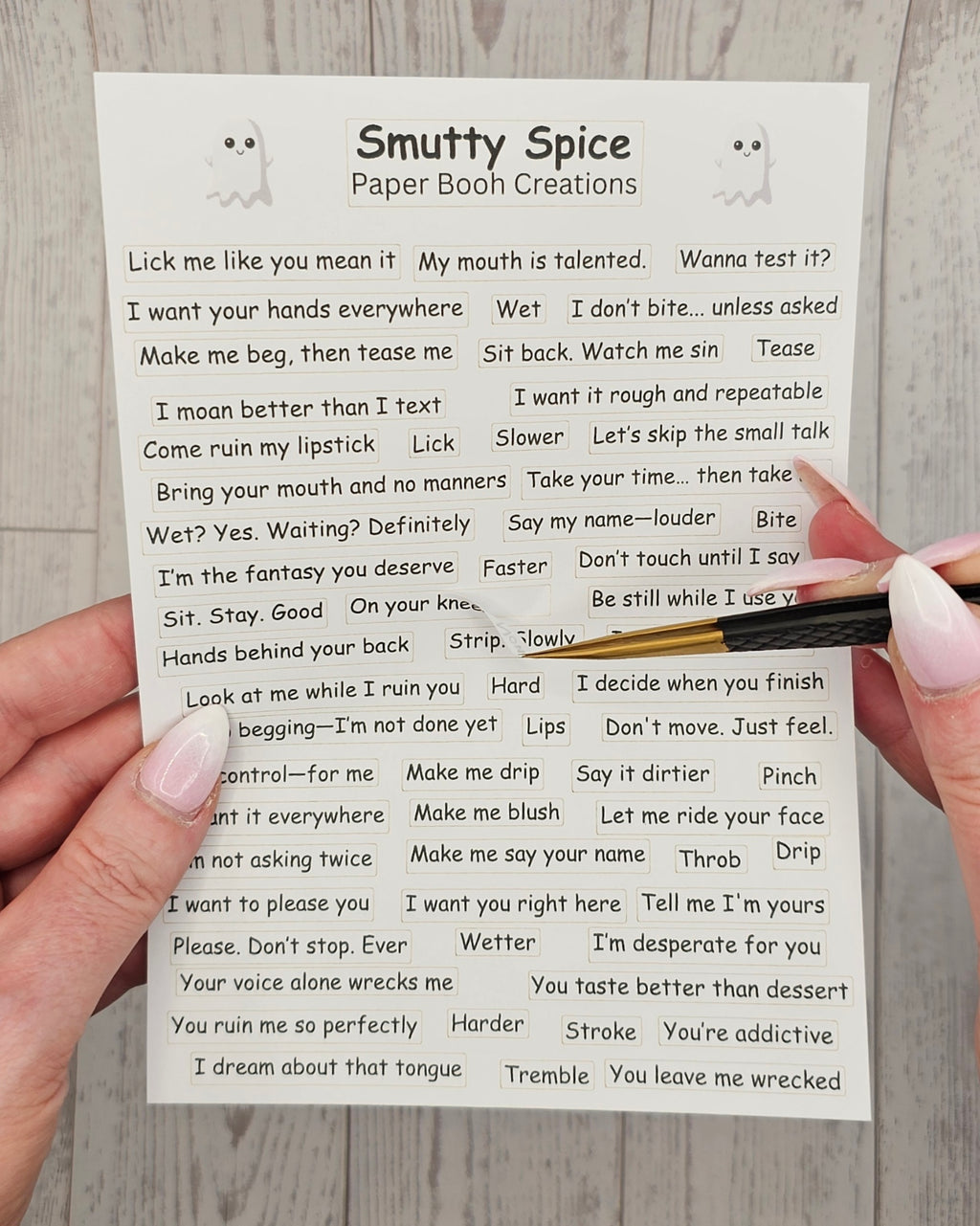 Smutty Spice Quote Sticker Sheet