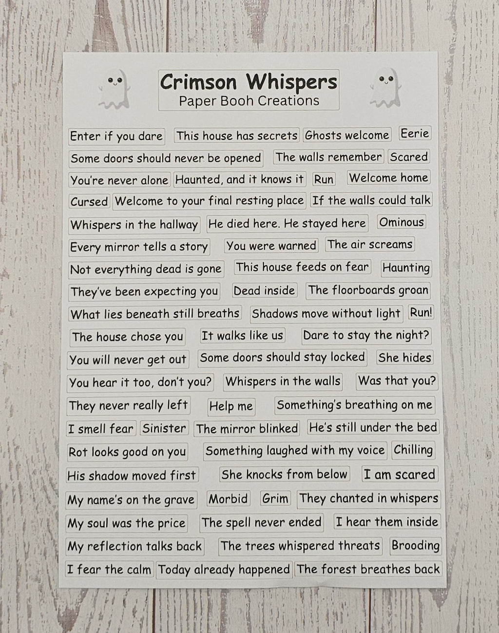 Crimson Whispers Quote Sticker Sheet