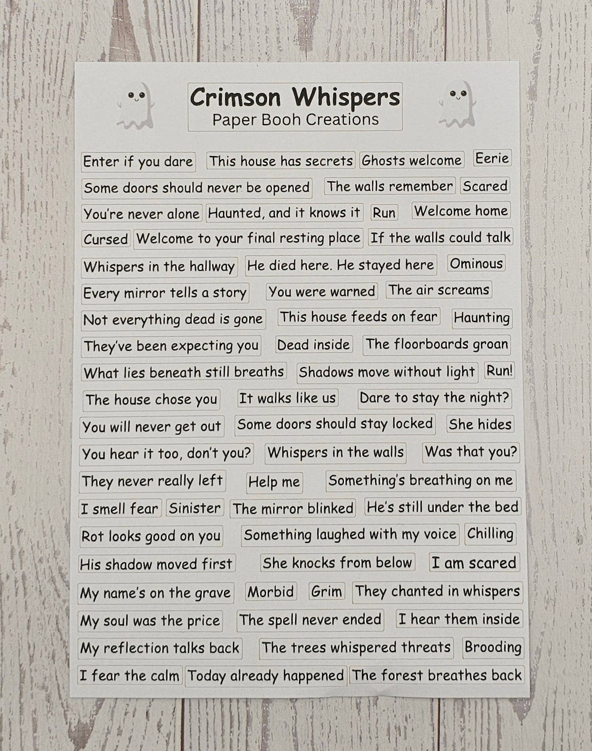 Crimson Whispers Quote Sticker Sheet