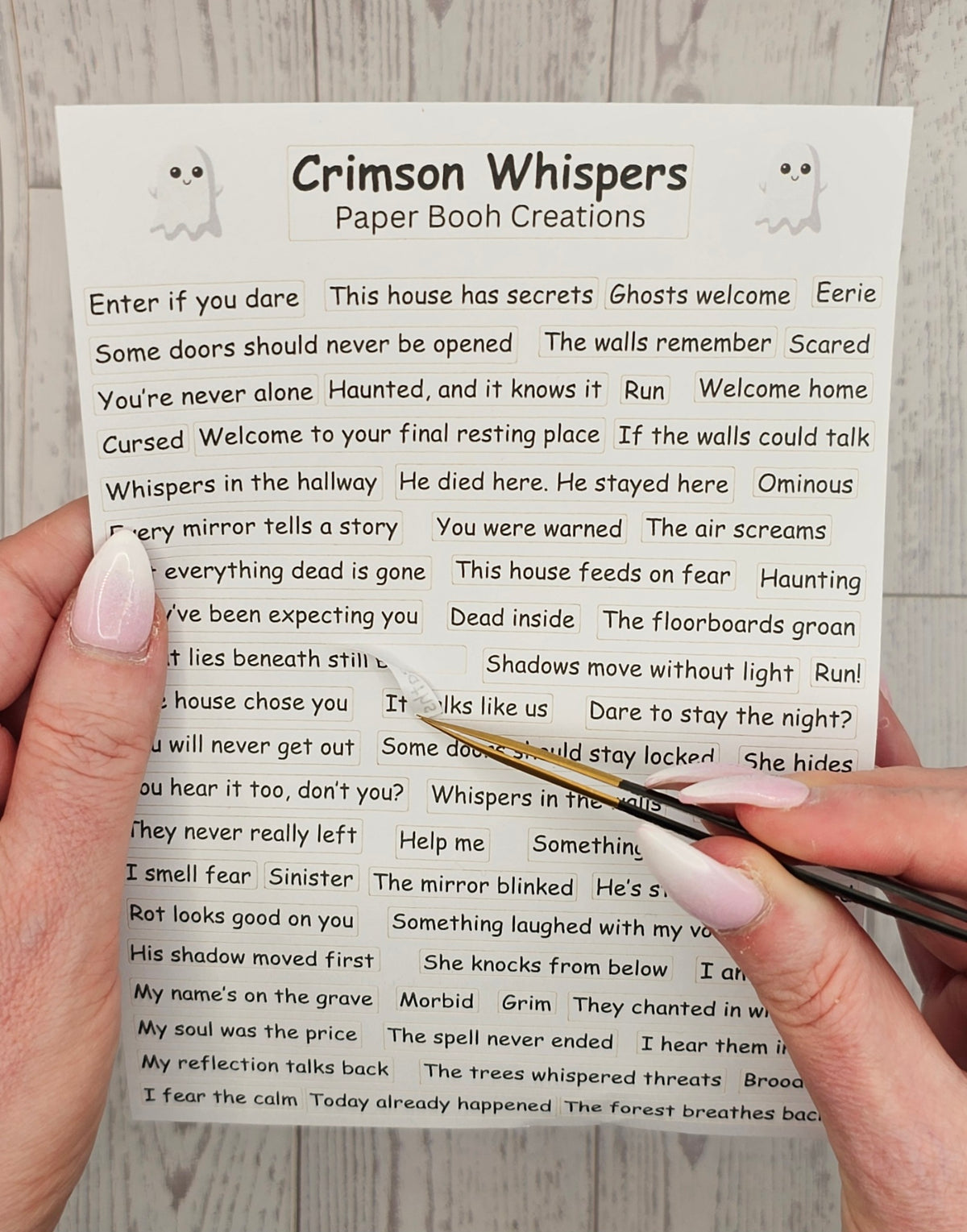 Crimson Whispers Quote Sticker Sheet