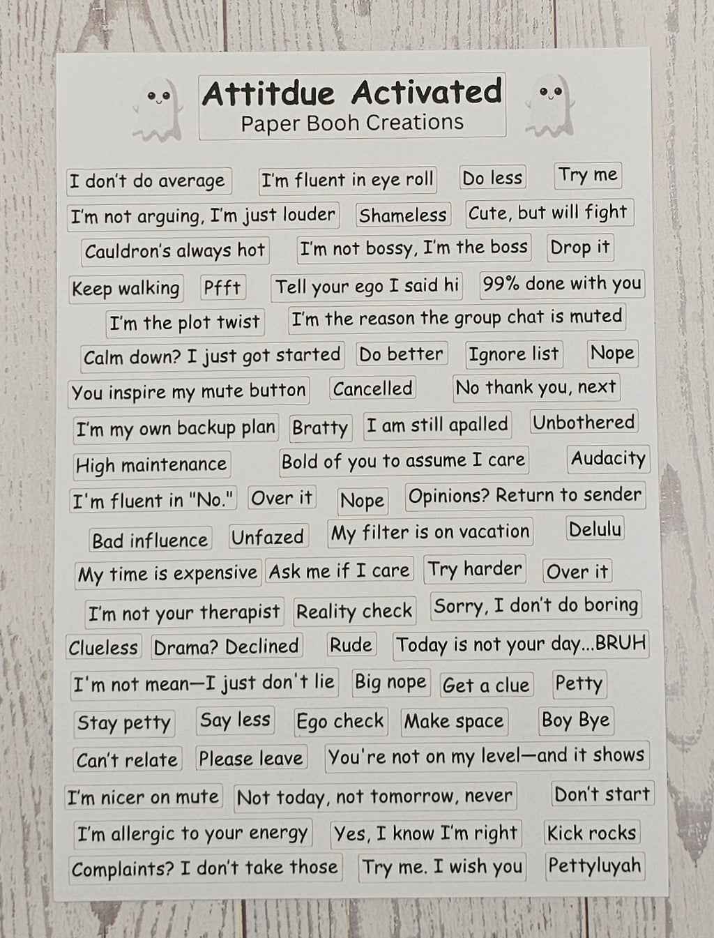 Attitdue Activated Quote Sticker Sheet