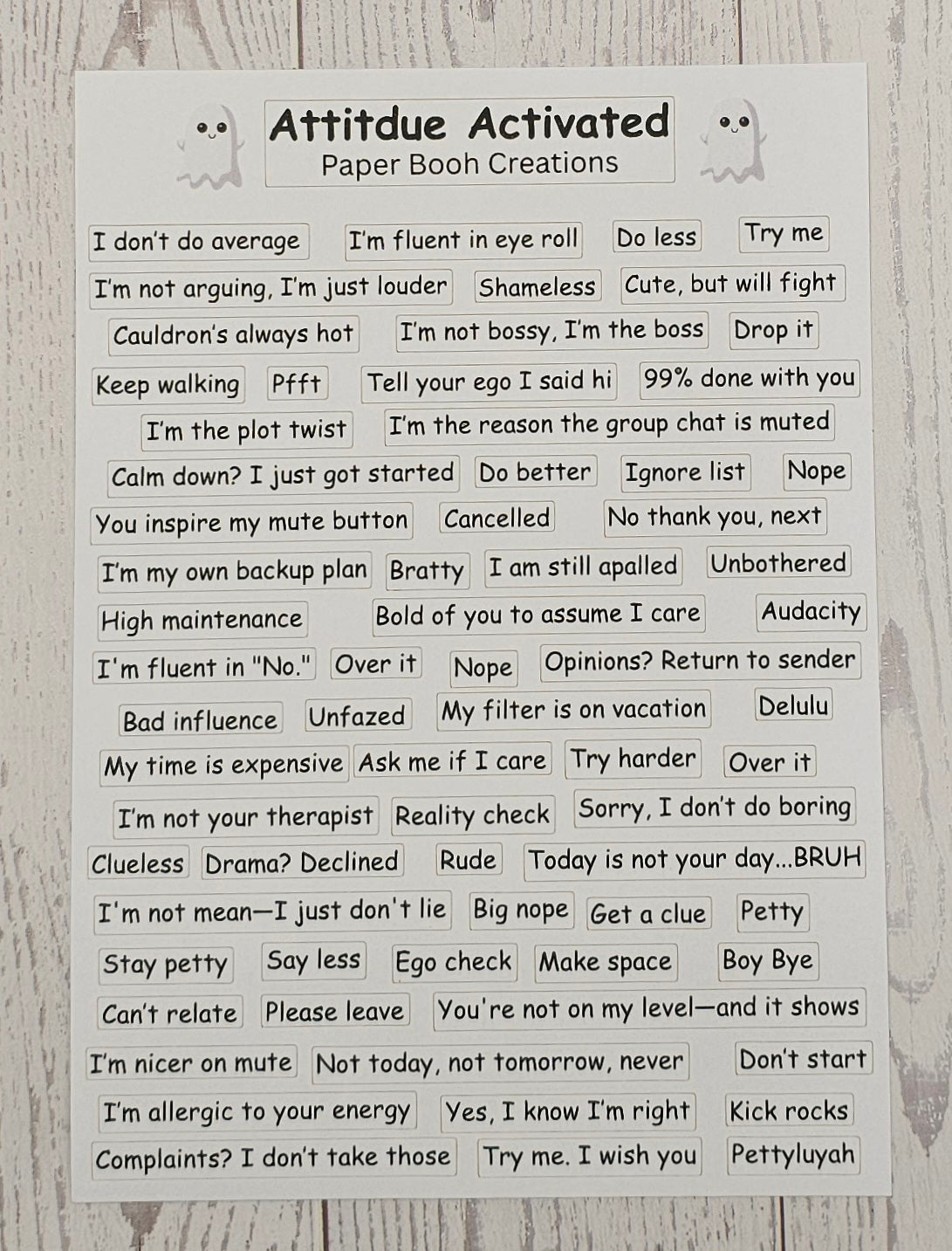 Attitdue Activated Quote Sticker Sheet