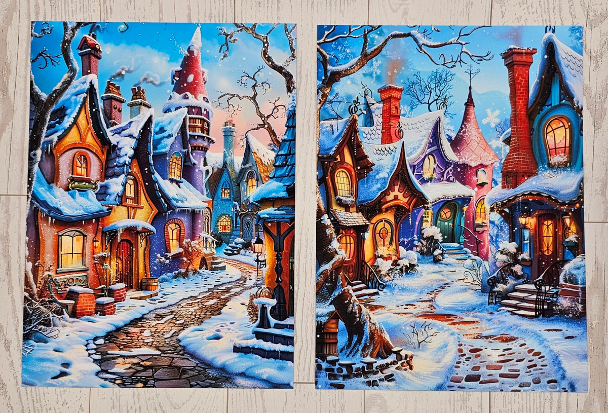 Winter Wonky Street Canvas (ATC/Spread)