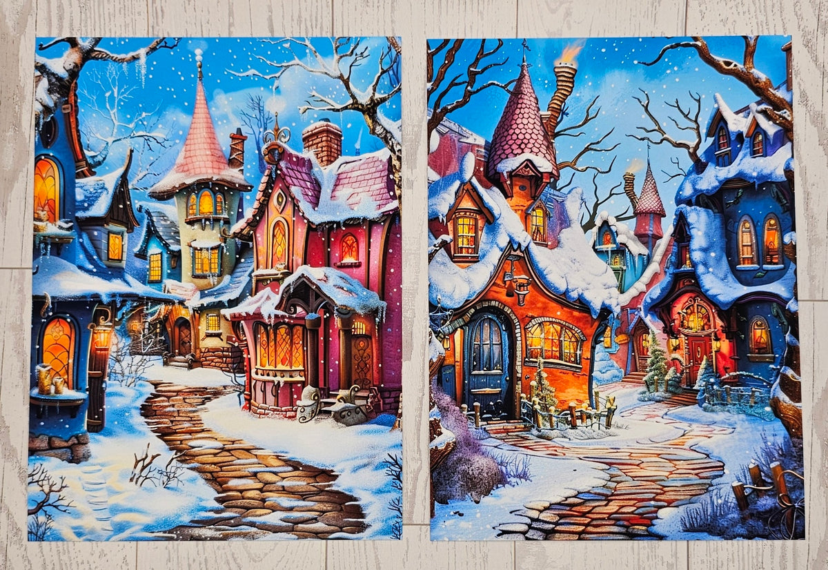 Winter Wonky Street Canvas (ATC/Spread)
