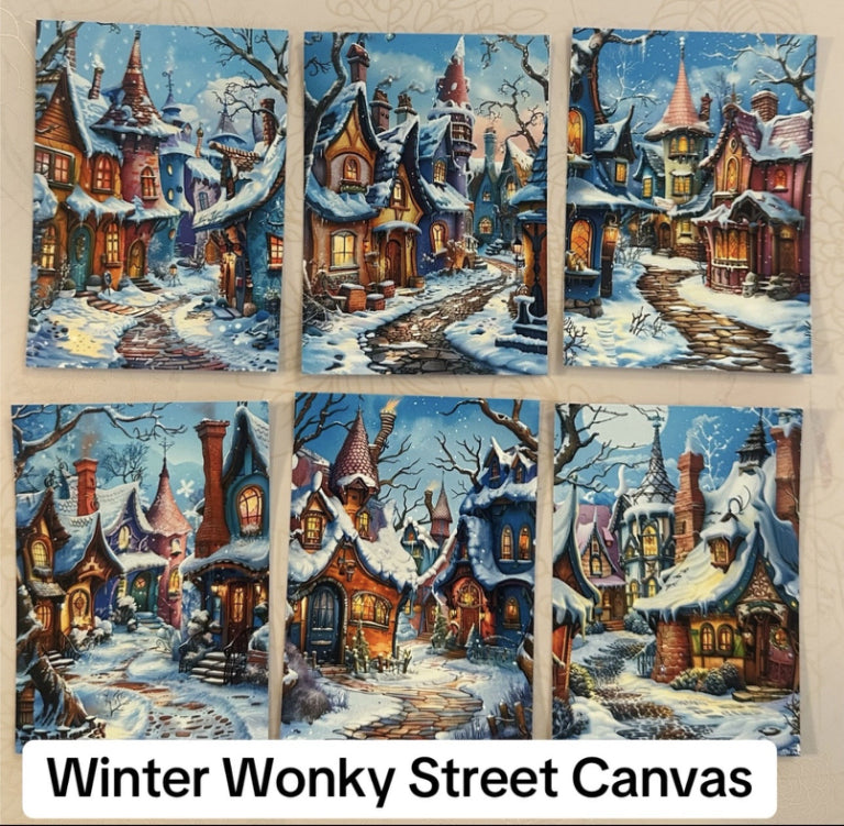 Winter Wonky Street Canvas (ATC/Spread)